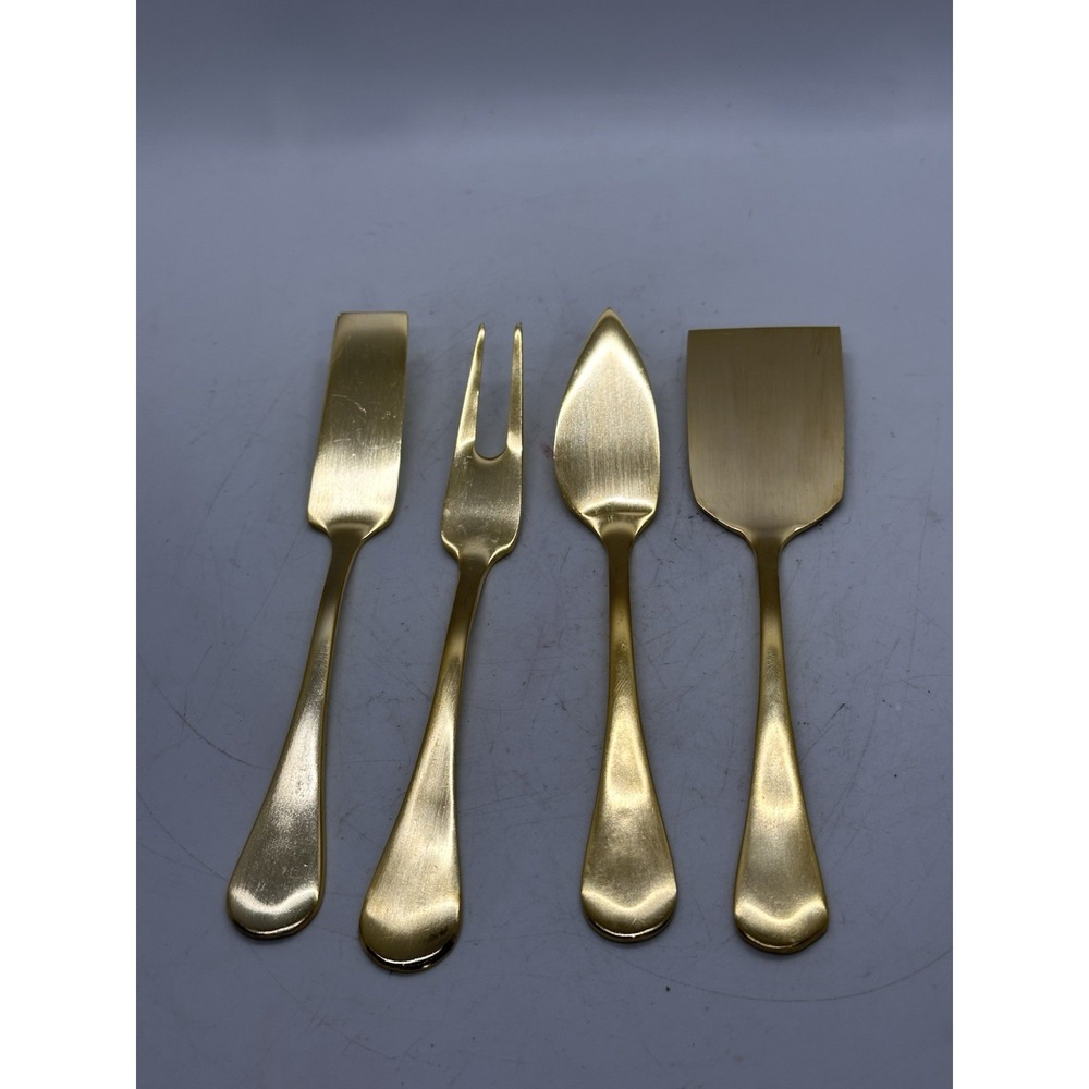 West Elm Matte Gold Cheese Knives Set of 4 Stainless Steel Discontinued